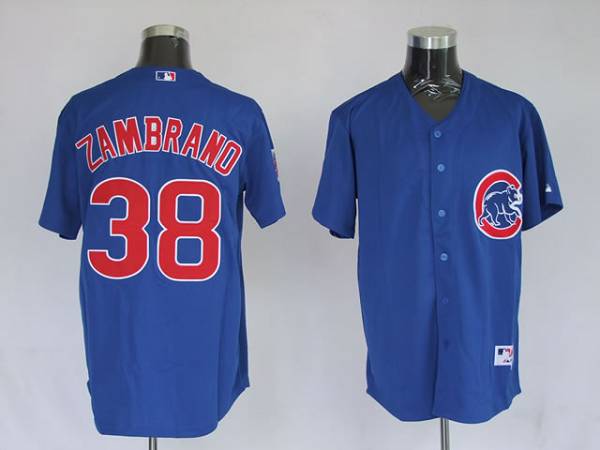 Cubs #38 Carlos Zambrano Stitched Blue MLB Jersey - Click Image to Close